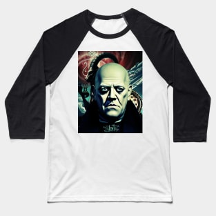 Gothic Aleister Crowley The Great Beast of Thelema in front of Baphomet Baseball T-Shirt